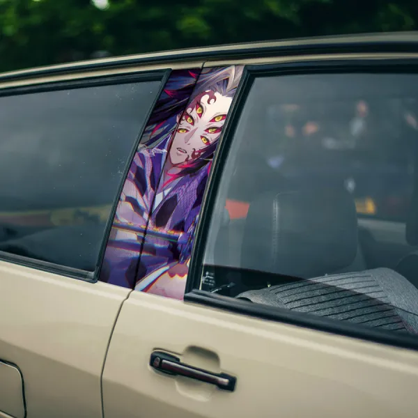 Kokushibo v1 Six Eyes Michikatsu Tsugikuni Moon Breathing Corps Twelve Kizuki Upper Rank Anime Manga Printed Car Door B Pillar Vinyl Wrap Sticker>