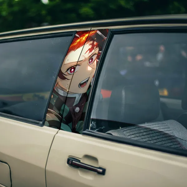 Tanjiro Kamado v2 Scar Mark Kanoe-Ranked Water Breathing Corps Sumiko Brightness Anime Manga Printed Car Door B Pillar Vinyl Wrap Sticker>