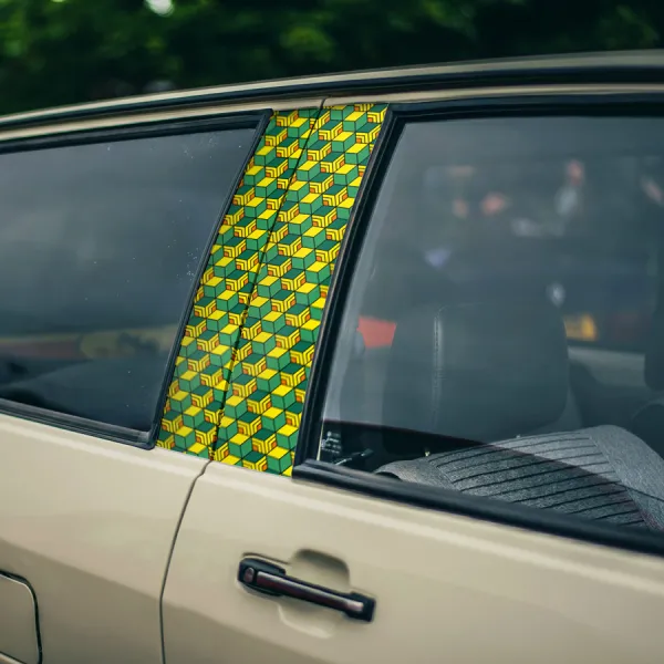 Giyu Tomioka v3 Water Hashira Breathing Half Haori Cubes Rhombi Anime Manga Printed Car Door B Pillar Vinyl Wrap Sticker>