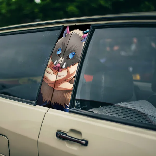 Inosuke Hashibira v1 Boar's Head Mask Beast Breathing Blades Katanas Manga Anime Printed Car Door B Pillar Vinyl Wrap Sticker>