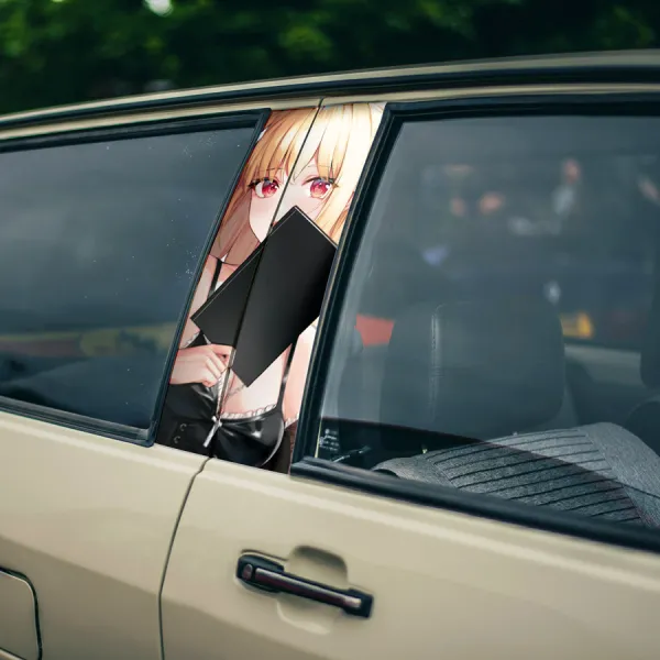 Misa Amane v1 The Second Kira Backout Queen Gothic Punk Light Yagami Rem Ryuk Shinigami Eyes Waifu Girl Anime Manga Printed Car Door B Pillar Vinyl Wrap Sticker>