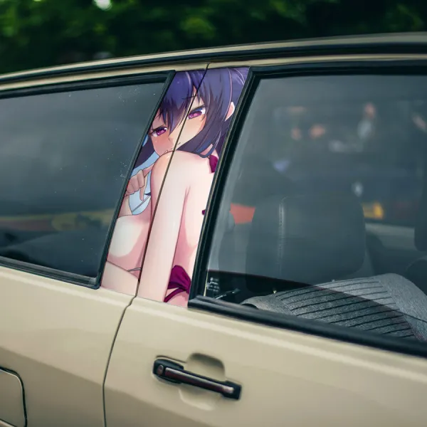 Akeno Himejima v3 Kuoh Academy Devil Fallen Angel Queen Thunder Lightning Waifu Boobs Girl Anime Printed Car Door B Pillar Vinyl Wrap Sticker>