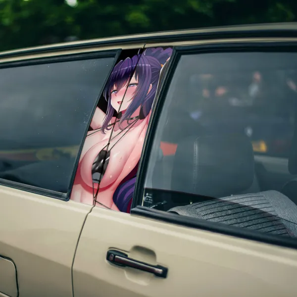Akeno Himejima v2 Kuoh Academy Devil Fallen Angel Queen Thunder Lightning Waifu Boobs Girl Anime Printed Car Door B Pillar Vinyl Wrap Sticker>
