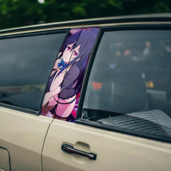 Akeno Himejima v1 Kuoh Academy Devil Fallen Angel Queen Thunder Lightning Waifu Boobs Girl Anime Printed Car Door B Pillar Vinyl Wrap Sticker>
