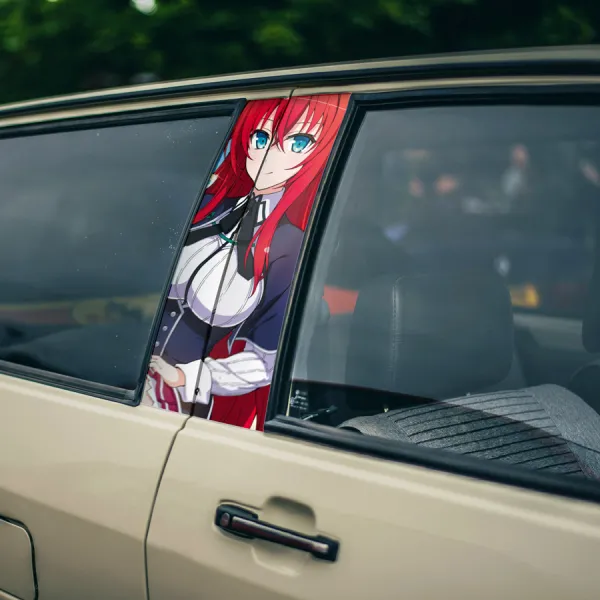 Rias Gremory v2 Lucifer Devil Kuoh Academy Crimson-Haired Ruin Princess Boobs Girl Anime Printed Car Door B Pillar Vinyl Wrap Sticker>