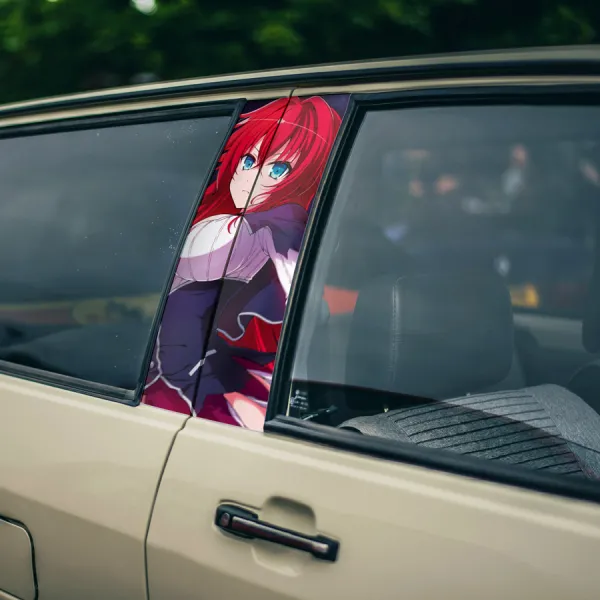 Rias Gremory v3 Lucifer Devil Kuoh Academy Crimson-Haired Ruin Princess Boobs Girl Anime Printed Car Door B Pillar Vinyl Wrap Sticker>