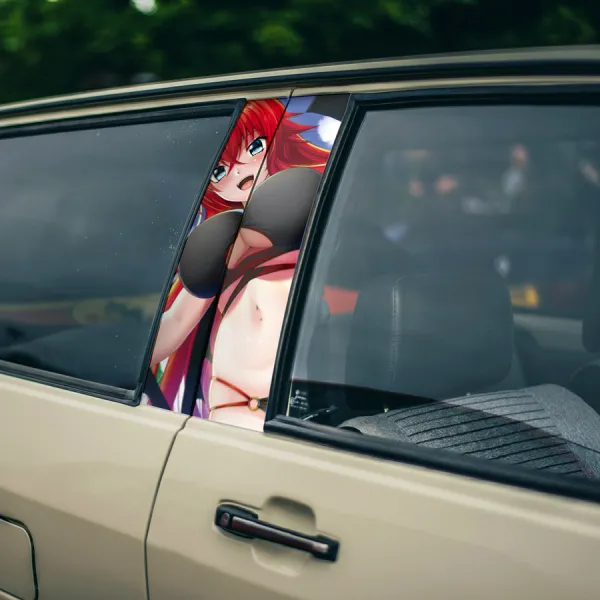 Rias Gremory v4 Lucifer Devil Kuoh Academy Crimson-Haired Ruin Princess Boobs Girl Anime Printed Car Door B Pillar Vinyl Wrap Sticker>