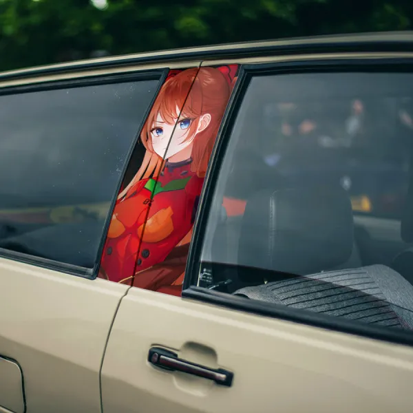 Asuka Langley Soryu v3 Eva Unit 02 Pilot Angel NERV Tokyo 3 Magi Mecha Manga Anime Printed Car Door B Pillar Vinyl Wrap Sticker>