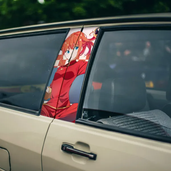 Kagura v4 Yorozuya Amanto Yato Tribe Cheongsam China Girl Sadaharu Manga Anime Printed Car Door B Pillar Vinyl Wrap Sticker>