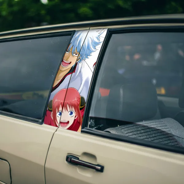 Gintoki Sakata v1 Kagura Yorozuya White Yaksha Demon Shiroyasha Samurai Yukata Manga Anime Printed Car Door B Pillar Vinyl Wrap Sticker>