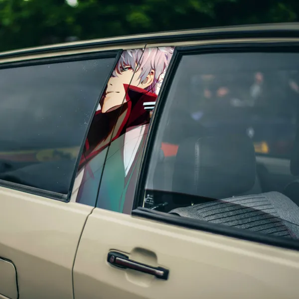 Gintoki Sakata v2 Yorozuya White Yaksha Demon Shiroyasha Samurai Yukata Manga Anime Printed Car Door B Pillar Vinyl Wrap Sticker>