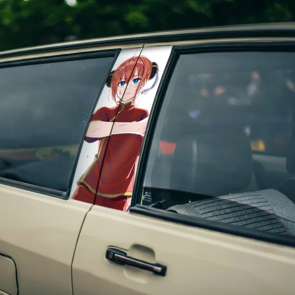 Kagura v3 Yorozuya Amanto Yato Tribe Cheongsam China Girl Sadaharu Manga Anime Printed Car Door B Pillar Vinyl Wrap Sticker>
