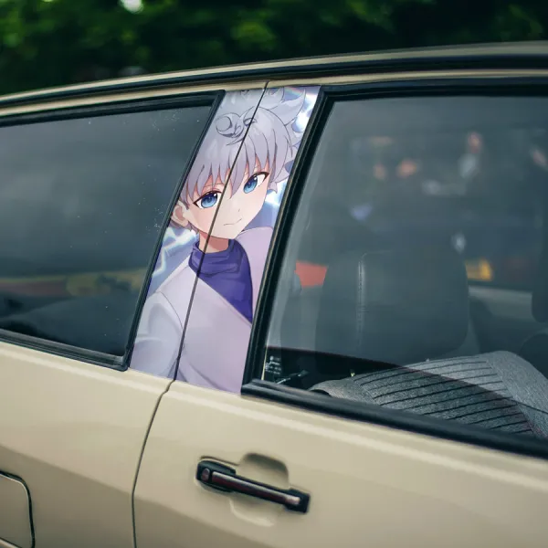 Killua Zoldyck v1 Rookie Godspeed Electricity Aura Thunderbolt Bloodlust Yo-Yos Anime Manga Printed Car Door B Pillar Vinyl Wrap Sticker>