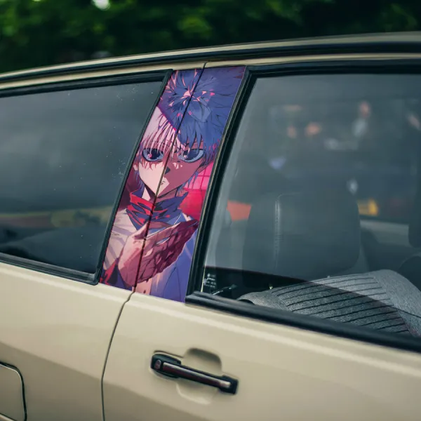 Killua Zoldyck v2 Rookie Godspeed Electricity Aura Thunderbolt Bloodlust Yo-Yos Anime Manga Printed Car Door B Pillar Vinyl Wrap Sticker>