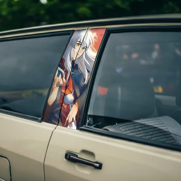 Dog Demon v2 Sacred Shikon Jewel Slayer Kagome Higurashi Kikyō Anime Manga Printed Car Door B Pillar Vinyl Wrap Sticker>