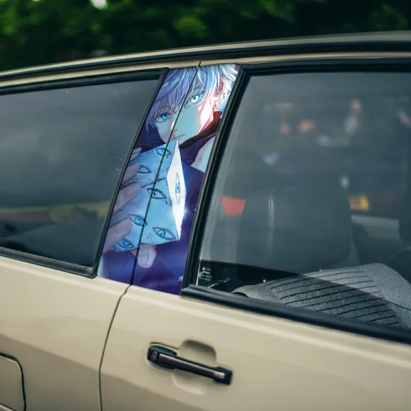 Satoru Gojo v1 Special Grade Sorcerer Limitless Six Eyes Blindfold Senpai Anime Manga Printed Car Door B Pillar Vinyl Wrap Sticker>