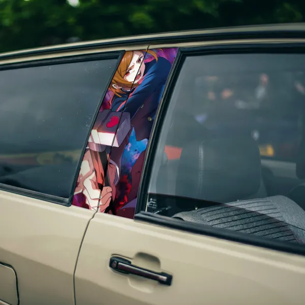 Nobara Kugisaki v1 Sorcerer Hammer Nails Straw Doll Cursed Anime Girl Manga Printed Car Door B Pillar Vinyl Wrap Sticker>