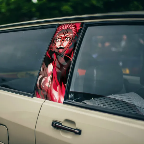 Sukuna Ryomen v2 Vessel Yuji Itadori Sorcerer Megumi Disgraced One Otaku Anime Manga Printed Car Door B Pillar Vinyl Wrap Sticker>