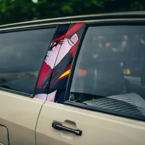 Ryuko Matoi v5 Three Star Goku Kamui Junketsu Senketsu Uniform Scissor Blades Honnouji Academy Nudist Beach Anime Printed Car Door B Pillar Vinyl Wrap Sticker>
