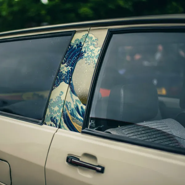 Great Wave Kanagawa v2 JDM Nippon Japanese Risiing Sun Stance Show Event Race Otaku Printed Car Door B Pillar Vinyl Wrap Sticker>