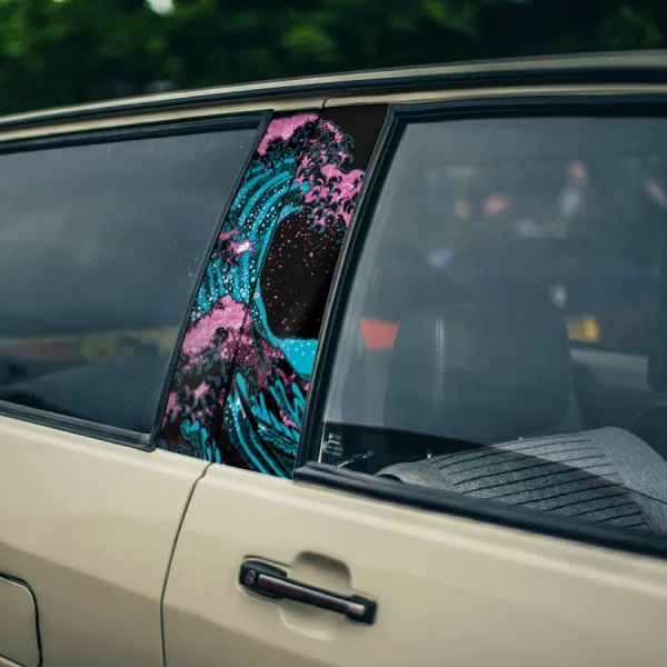 Great Wave Kanagawa v1 JDM Nippon Japanese Risiing Sun Stance Show Event Race Otaku Printed Car Door B Pillar Vinyl Wrap Sticker>