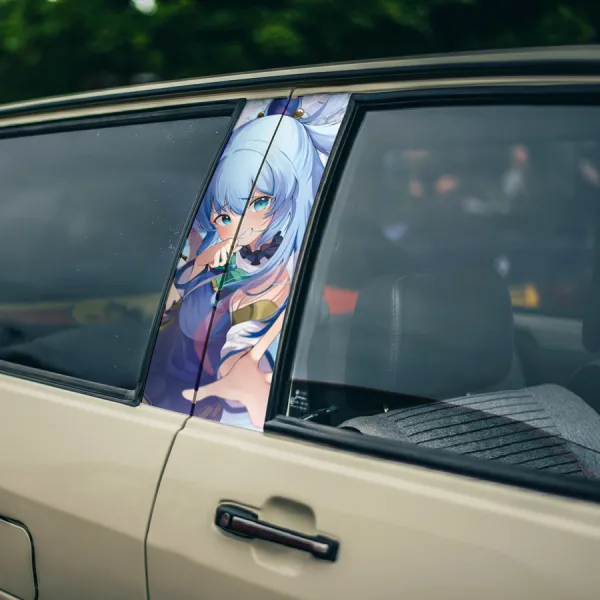 Aqua v1 Goddess of Water Party Tricks Lady Greedy Axis Order Adventurer Guild Kingdom Belzerg Waifu Girl Anime Manga Printed Car Door B Pillar Vinyl Wrap Sticker>