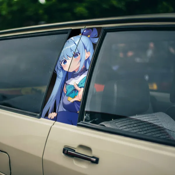 Aqua v3 Goddess of Water Party Tricks Lady Greedy Axis Order Adventurer Guild Kingdom Belzerg Waifu Girl Anime Manga Printed Car Door B Pillar Vinyl Wrap Sticker>