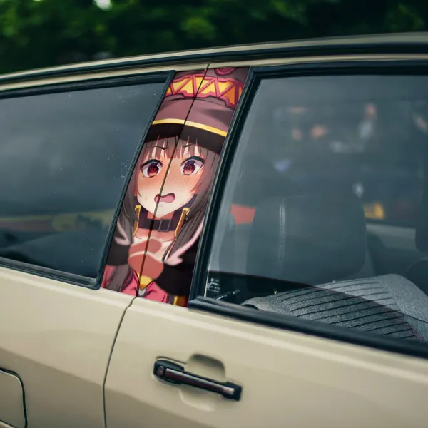 Megumin v3 Arch Wizard Magic Crimson Demon Crazy Explosion Psycho Duxion Slaye Belzerg Fantasy World Waifu Girl Anime Manga Printed Car Door B Pillar Vinyl Wrap Sticker>