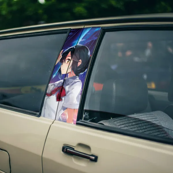 Comet Tiamat v2 Mitsuha Miyamizu Taki Tachibana Souls Stars Night Sky Itomori Waifu Girl Anime Manga Printed Car Door B Pillar Vinyl Wrap Sticker>