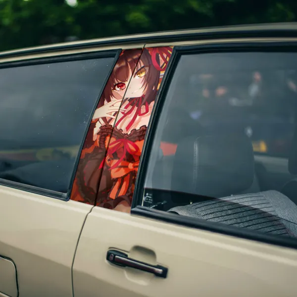 Kurumi Tokisaki v2 Worst Spirit Gold Clock Eye Nightmare Kuruel Senpai Otaku Weeb Waifu Girl Anime Manga Printed Car Door B Pillar Vinyl Wrap Sticker>