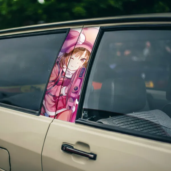 Kohiruimaki Karen v1 LLENN Pink Devil Ren Sword Gun P90 Squad Jam LM LF LPFM Anime Manga Printed Car Door B Pillar Vinyl Wrap Sticker>