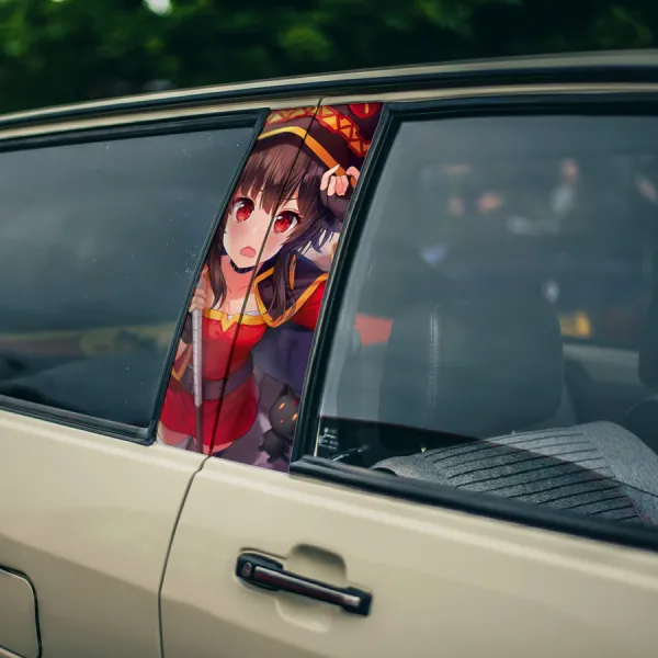 Megumin v1 Arch Wizard Magic Crimson Demon Belzerg Fantasy World Senpai Waifu Anime Manga Printed Car Door B Pillar Vinyl Wrap Sticker>