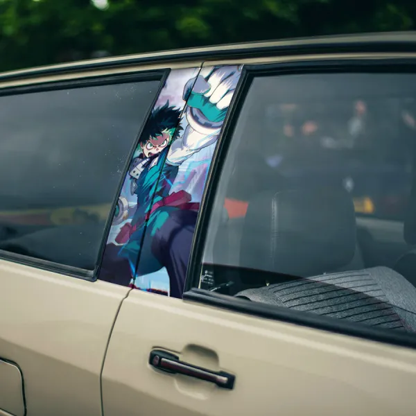 Izuku Midoriya v4 Deku One For All Smash Quirk Shie Hassaikai Raid Team U.A. High School Anime Manga Printed Car Door B Pillar Vinyl Wrap Sticker>