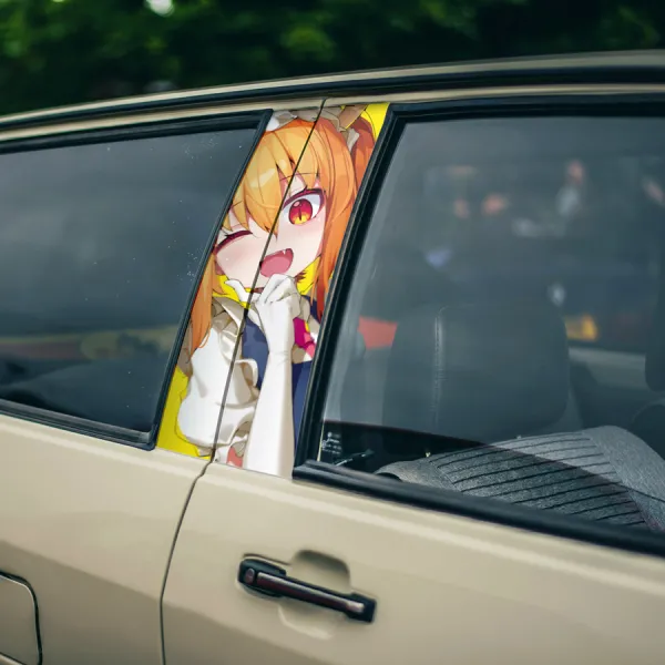 Tohru v2 Dragon Horns Tail Chaos Faction Red-Orange Eyes Maid Waifu Boobs Girl Anime Manga Printed Car Door B Pillar Vinyl Wrap Sticker>