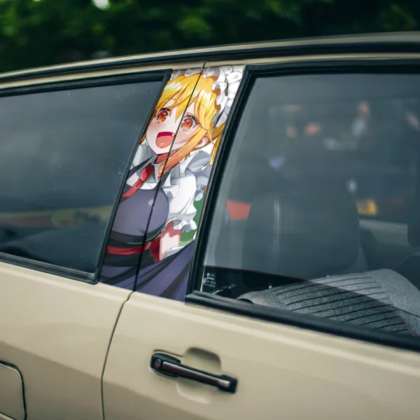 Tohru v1 Dragon Horns Tail Chaos Faction Red-Orange Eyes Maid Waifu Boobs Girl Anime Manga Printed Car Door B Pillar Vinyl Wrap Sticker>