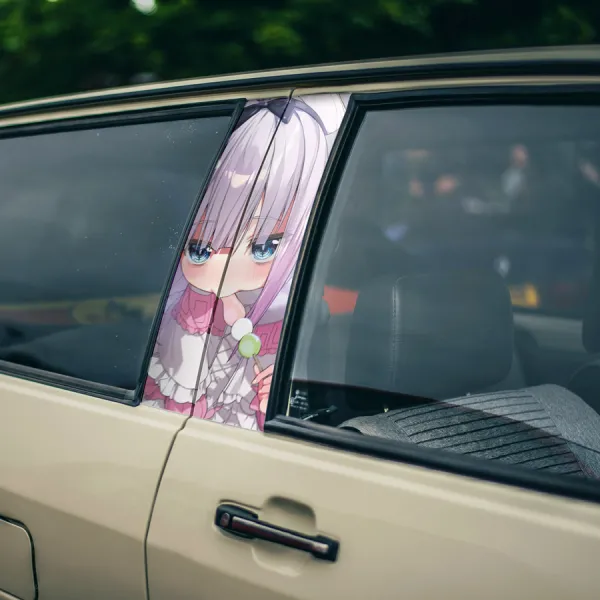 Kanna Kamui v1 Dragon Tribal Three Beads Horns Blue Eyes Tohru Exile Girl Anime Manga Printed Car Door B Pillar Vinyl Wrap Sticker>