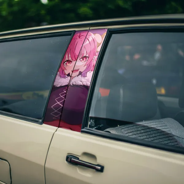Ilulu v2 Chaos Faction Dragon Horns Curly Pink Tohru Lucoa Waifu Boobs Girl Anime Printed Car Door B Pillar Vinyl Wrap Sticker>