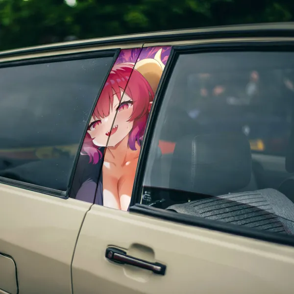 Ilulu v1 Chaos Faction Dragon Horns Curly Pink Tohru Lucoa Waifu Boobs Girl Anime Printed Car Door B Pillar Vinyl Wrap Sticker>