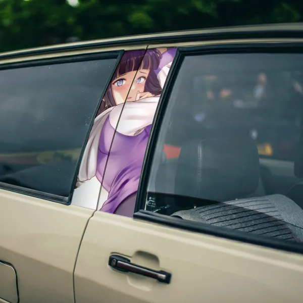 Hinata v1 Hyuga Uzumaki Kunoichi Konohagakure Byakugan White Eye Shinobi Clan Kekkei Genkai Team 8 Waifu Girl Anime Manga Printed Car Door B Pillar Vinyl Wrap Sticker>