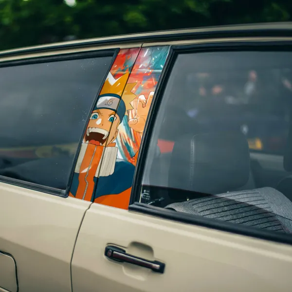 Uzumaki v3 Shinobi Nine-Tails Konoha Konohagakure Hidden Leaf Team Kakashi Anime Manga Printed Car Door B Pillar Vinyl Wrap Sticker>