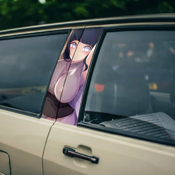 Hinata v2 Hyuga Uzumaki Kunoichi Konohagakure Byakugan White Eye Shinobi Clan Kekkei Genkai Team 8 Waifu Girl Anime Manga Printed Car Door B Pillar Vinyl Wrap Sticker>