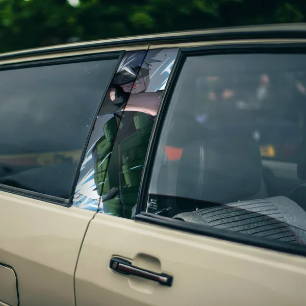 Kakashi Hatake v1 Sharingan Red Wheel Eye Shinobi Mask Copy Ninja Konohagakure Team 7 Hokage Anime Manga Printed Car Door B Pillar Vinyl Wrap Sticker>