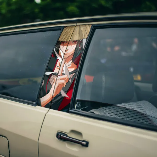 Itachi Uchiha v2 Sharingan Red Wheel Eye Shinobi Anbu Konohagakure Akatsuki Cloud Clan Killer Ninja Anime Manga Printed Car Door B Pillar Vinyl Wrap Sticker>