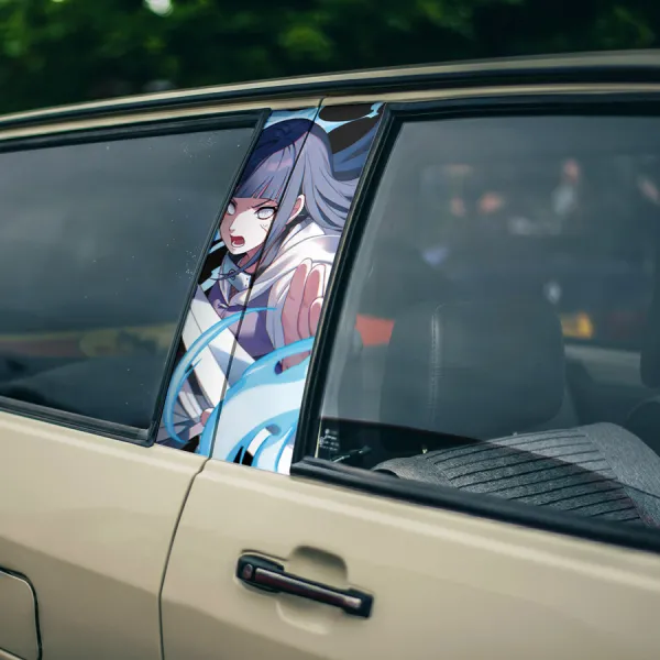 Hinata v3 Hyuga Uzumaki Kunoichi Konohagakure Byakugan White Eye Shinobi Clan Kekkei Genkai Team 8 Waifu Girl Anime Manga Printed Car Door B Pillar Vinyl Wrap Sticker>
