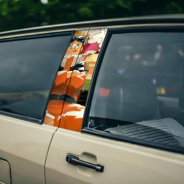 Uzumaki v1 Shinobi Nine-Tails Konoha Konohagakure Hidden Leaf Team Kakashi Anime Manga Printed Car Door B Pillar Vinyl Wrap Sticker>