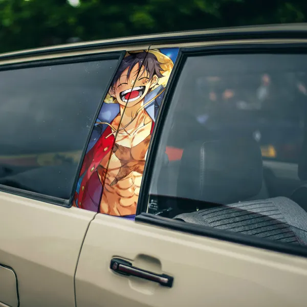 Monkey D Luffy v5 Straw Hat Brook Pirates Captain King Anime Manga Printed Car Door B Pillar Vinyl Wrap Sticker>
