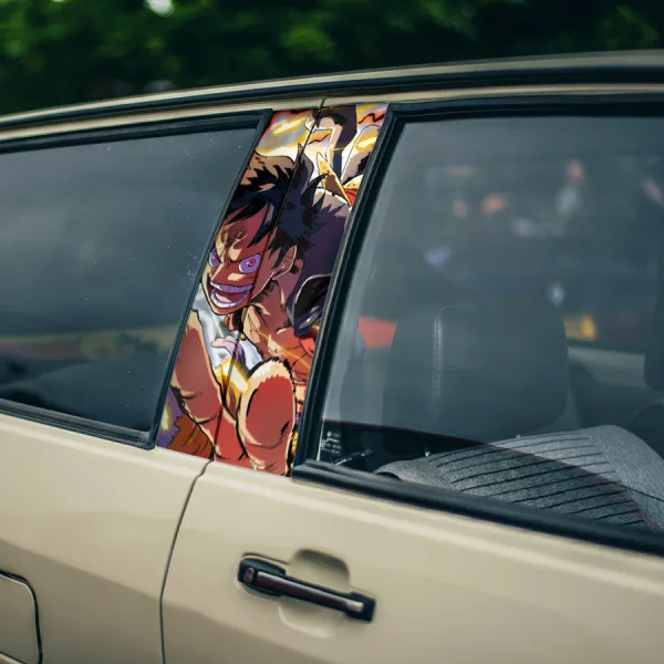 Monkey D Luffy v4 Straw Hat Brook Pirates Captain King Anime Manga Printed Car Door B Pillar Vinyl Wrap Sticker>