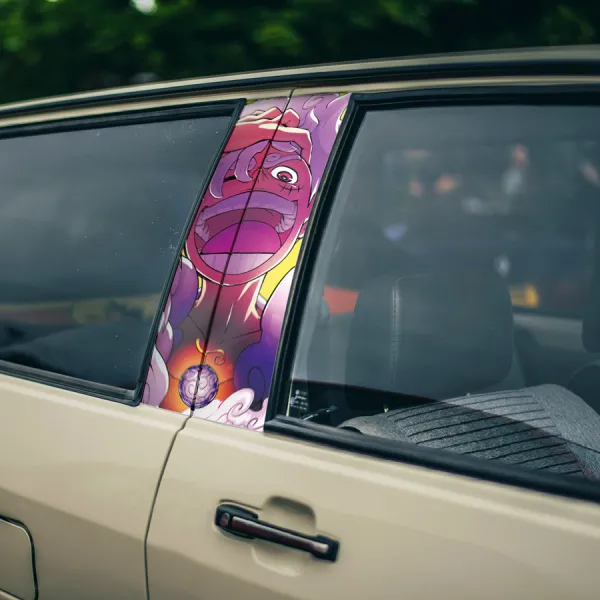 Monkey D Luffy v3 White Gear 5 Fifth Gomu Gomu no Mi Devil Fruit Straw Hat Pirates Anime Manga Printed Car Door B Pillar Vinyl Wrap Sticker>