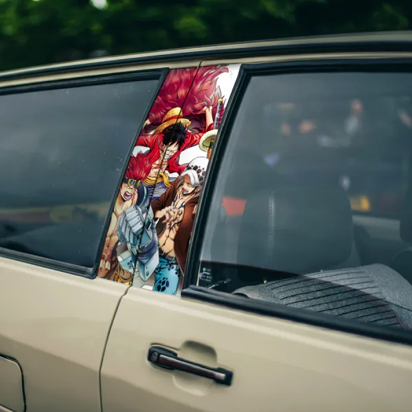Monkey D Luffy v1 Straw Hat Brook Pirates Captain King Anime Manga Printed Car Door B Pillar Vinyl Wrap Sticker>