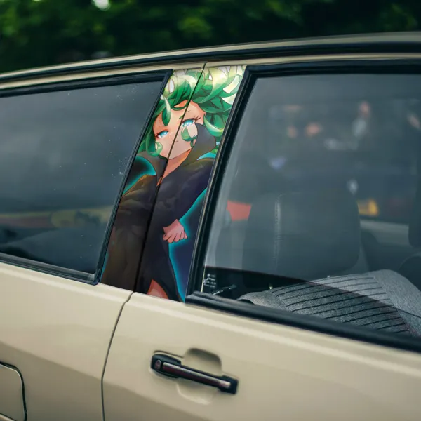 Tatsumaki v4 Tornado of Terror S-Class Rank 2 Hero Association Esper Psychic Sisters Fubuki Waifu Manga Anime Printed Car Door B Pillar Vinyl Wrap Sticker>